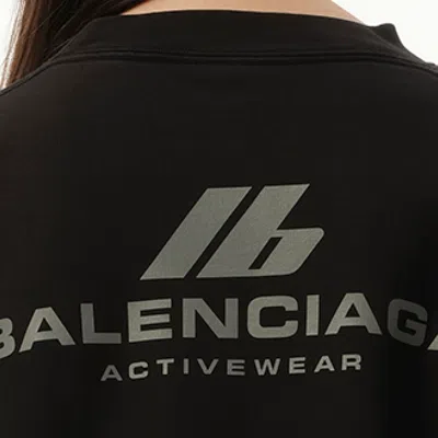 Balenciaga Crewneck Cotton Jersey Sweatshirt In Faded Black
