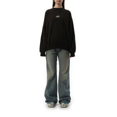 Balenciaga Crewneck Cotton Jersey Sweatshirt In Faded Black