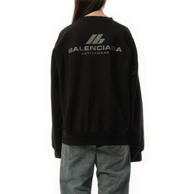 Balenciaga Crewneck Cotton Jersey Sweatshirt In Faded Black