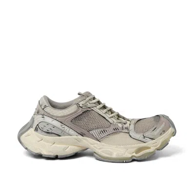 Balenciaga Women Multicolor Synthetic Leather And Mesh Stapler Sneakers In Beige/grey