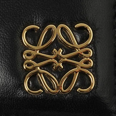 Loewe Anagrame Puffer Card Holder In Leather In Black