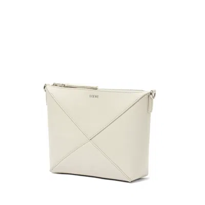 Loewe Puzzle Fold Leather Pouch Shoulder Bag In Sea Salt