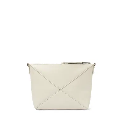 Loewe Puzzle Fold Leather Pouch Shoulder Bag In Sea Salt