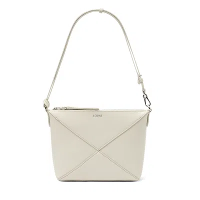 Loewe Puzzle Fold Leather Pouch Shoulder Bag In Sea Salt