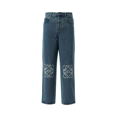 Loewe Anagram Cropped Jeans In Mid Blue