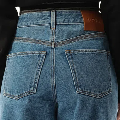 Loewe Anagram Cropped Jeans In Mid Blue