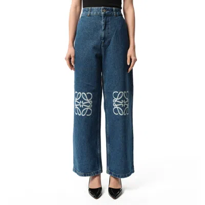 Loewe Women's Anagram Baggy Jeans Af In Jeans Blue