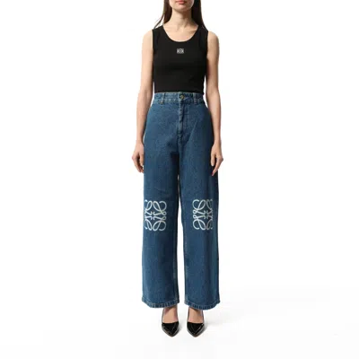 Loewe Women's Anagram Baggy Jeans Af In Jeans Blue