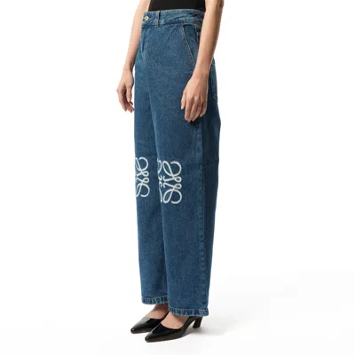 Loewe Women's Anagram Baggy Jeans Af In Jeans Blue