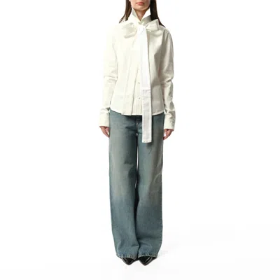 Loewe Bow-detail Cotton Shirt In White
