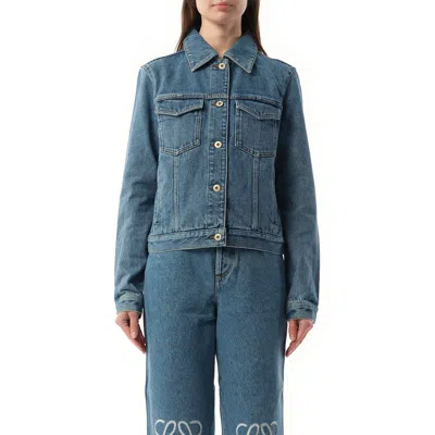 Loewe Anagram Logo-patch Regular-fit Denim Jacket In Mid Blue