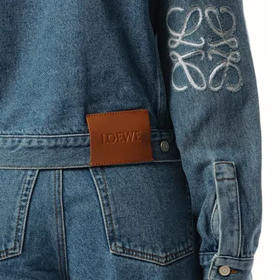 Loewe Anagram Logo-patch Regular-fit Denim Jacket In Mid Blue