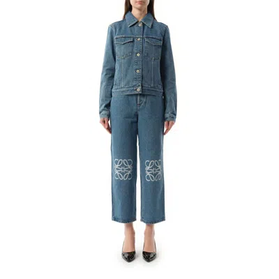 Loewe Anagram Logo-patch Regular-fit Denim Jacket In Mid Blue