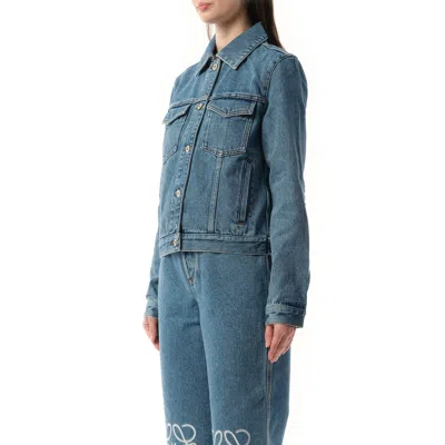 Loewe Anagram Logo-patch Regular-fit Denim Jacket In Mid Blue