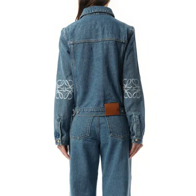 Loewe Anagram Logo-patch Regular-fit Denim Jacket In Mid Blue