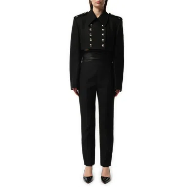 Khaite Leara Cropped Wool-blend Jacket In Black