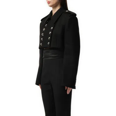 Khaite Leara Cropped Wool-blend Jacket In Black