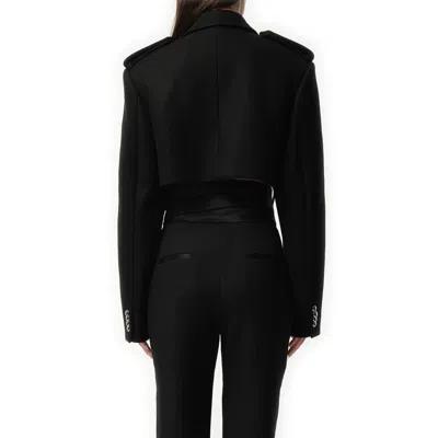 Khaite Leara Cropped Wool-blend Jacket In Black