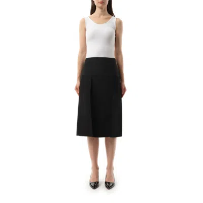 Khaite Kidd Pleated Midi Skirt In Black