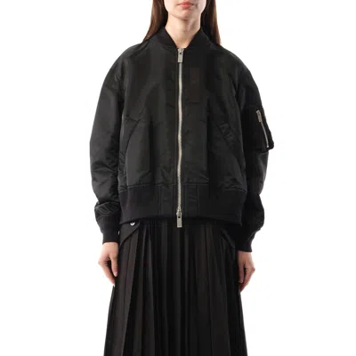 Sacai Mixed Media Bomber Jacket In Black