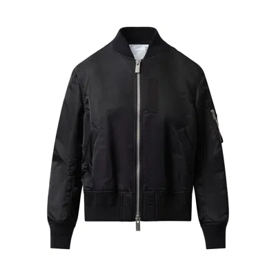 Sacai Mixed Media Bomber Jacket In Black