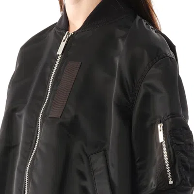 Sacai Mixed Media Bomber Jacket In Black