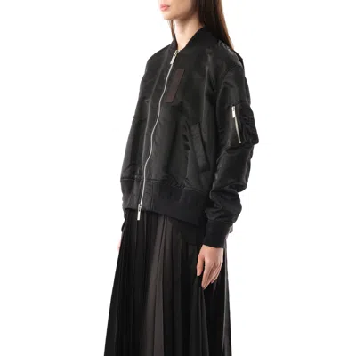 Sacai Mixed Media Bomber Jacket In Black