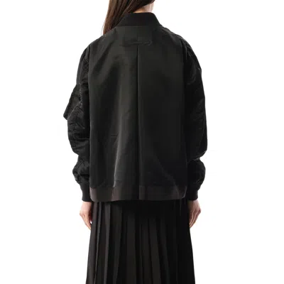 Sacai Mixed Media Bomber Jacket In Black