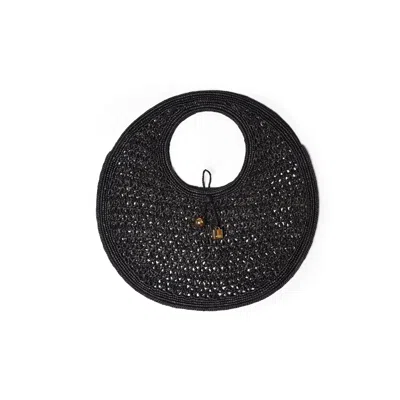 Jacquemus Le Rond Spiaggia Shoulder Bag In Raffia In Black