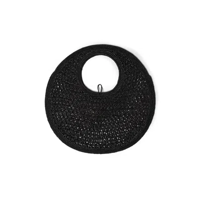 Jacquemus Le Rond Spiaggia Shoulder Bag In Raffia In Black
