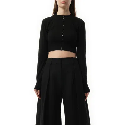 Jacquemus Cropped Cardigan With Button-down Front And Ribbed Hem In Black