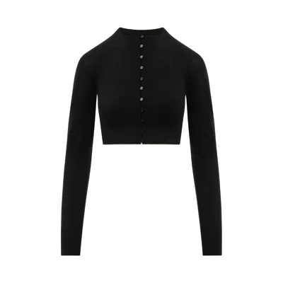 Jacquemus Cropped Cardigan With Button-down Front And Ribbed Hem In Black
