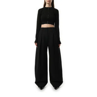 Jacquemus Cropped Cardigan With Button-down Front And Ribbed Hem In Black