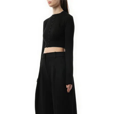 Jacquemus Cropped Cardigan With Button-down Front And Ribbed Hem In Black