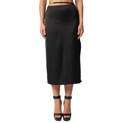 Jacquemus Logo Plaque Midi Skirt In Black