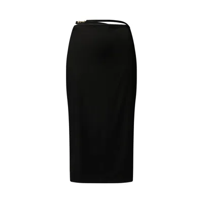Jacquemus Logo Plaque Midi Skirt In Black
