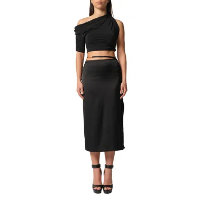 Jacquemus Logo Plaque Midi Skirt In Black