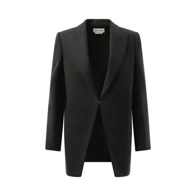 Alexander Mcqueen Women's Cut Away Long Jacket In Grey