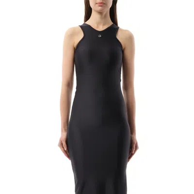 Coperni Embellished Satin-jersey Midi Dress In Black