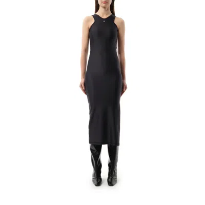 Coperni Embellished Satin-jersey Midi Dress In Black