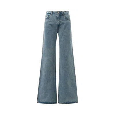 Coperni Denim Wide Leg Pants In Blue Washed