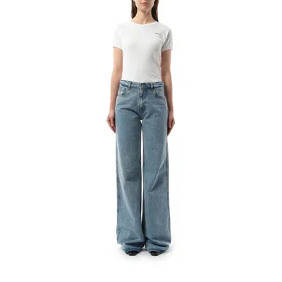 Coperni Denim Wide Leg Pants In Blue Washed