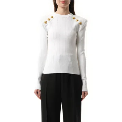 Balmain Women's 6 Btn Knit Pullover In White