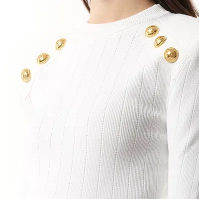 Balmain Women's 6 Btn Knit Pullover In White