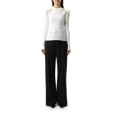 Balmain Women's 6 Btn Knit Pullover In White