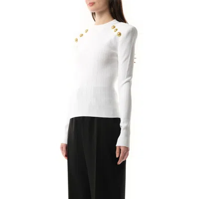 Balmain Women's 6 Btn Knit Pullover In White