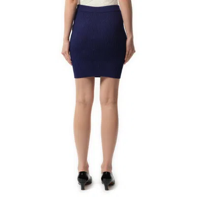 Balmain Blue Mini Skirt With Jewel Buttons In Midnight Blue