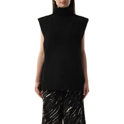 Marni Ribbed Virgin Wool Top In Black