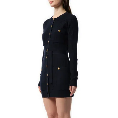 Chloé Cardigan Ajusté Utilitaire En Maille De Laine Femme Bleu Taille S 81% Laine, 19% Viscose In Navy