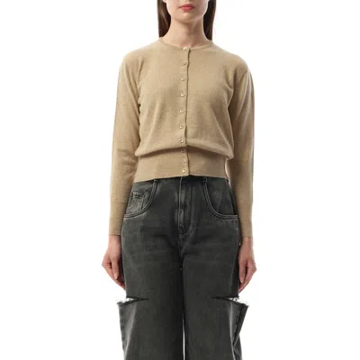 Maison Margiela Virgin Wool Cardigan In Walnut